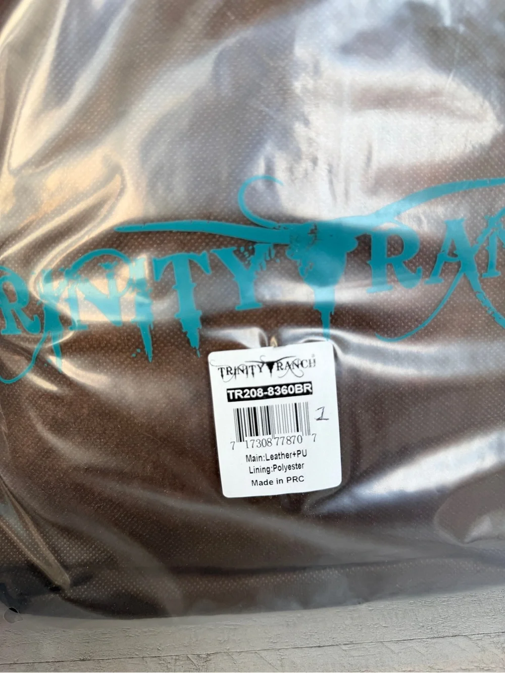 Trinity Ranch Cowhide ＆ Tooled Leather Hobo Crossbody Bag Brown
